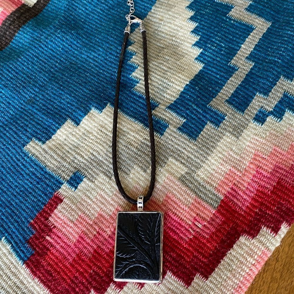 Peyote Bird leather pendant/sterling silver pendant & necklace